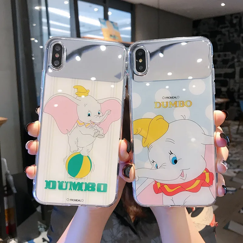 Мультяшный зеркальный чехол с изображением слона для iPhone XS Max XR Чехлы 6 S 7 8 Plus X