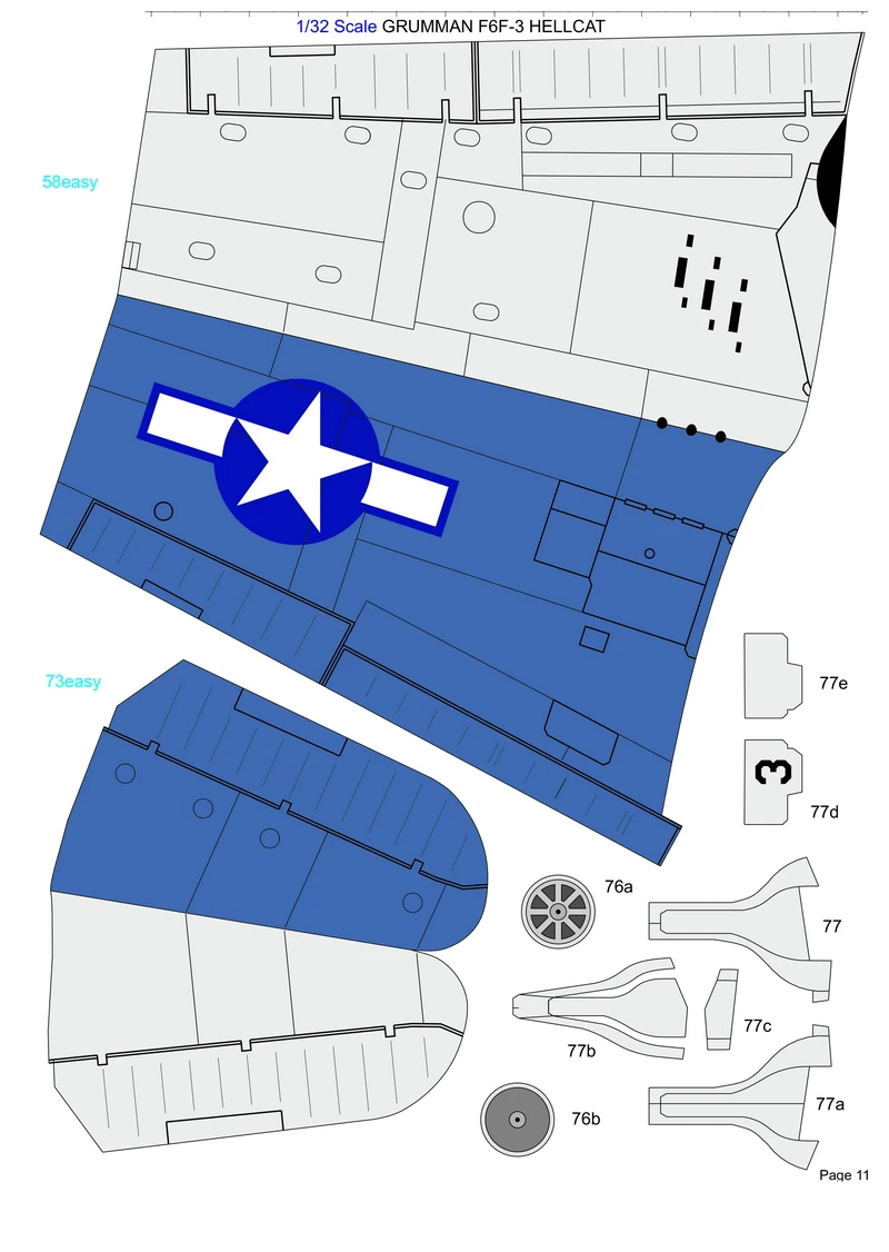 Самодельная бумажная модель 1:32 весы Grumman F6F 3 Hellcat истребитель 3D трафарет для