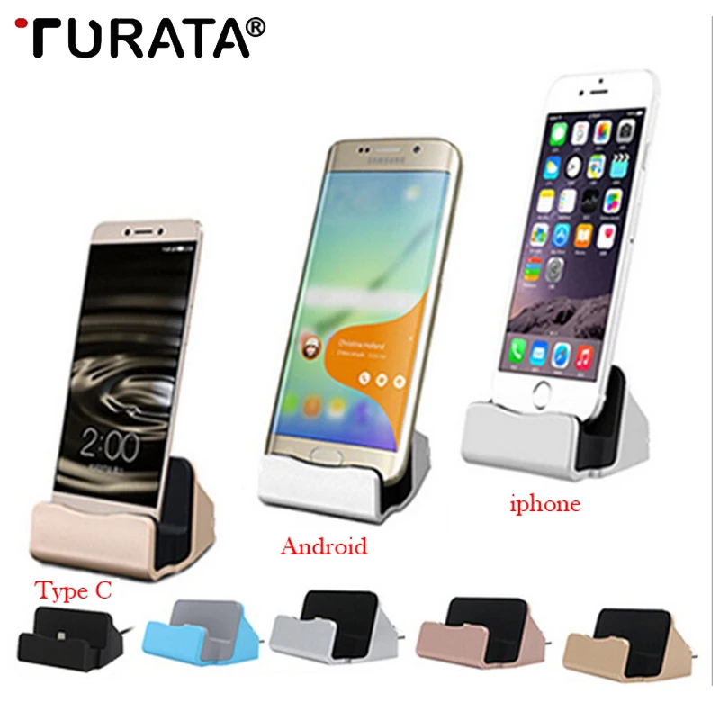Turata Desktop Charger Stand Holder For iPhone X USB Android Type C Sync Cradle Base Dock Station Xiaomi Huawei LG | Мобильные