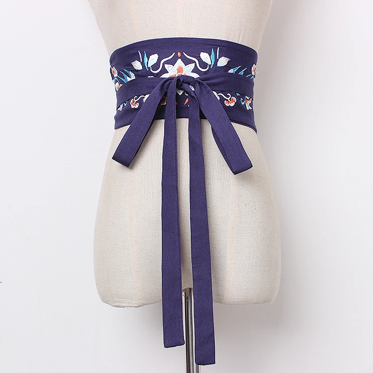 Китайский hanfu вышивка модная юбка-Стиль Пояс Женская широкая декоративная