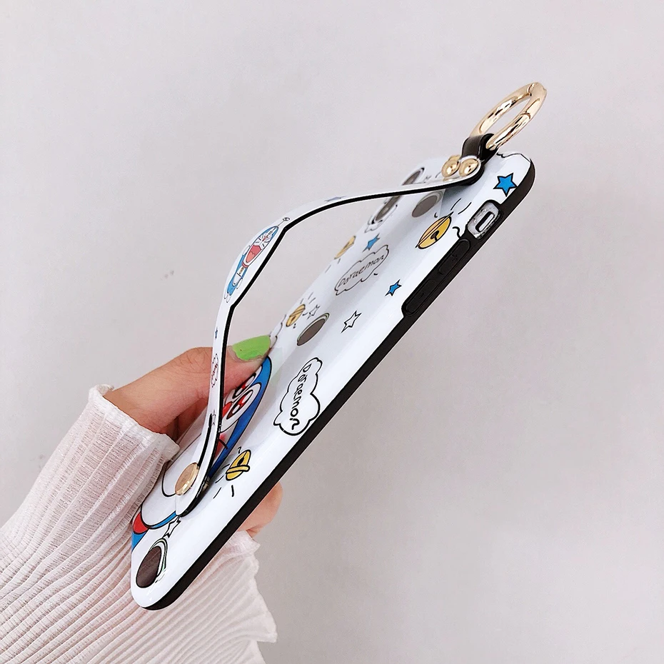 Мультфильм Doraemon Телефон чехол для iPhone 7 8 6 S 6 Plus X XR XS Max Роскошный милый аниме ремешок подставка чехол для iPhone X