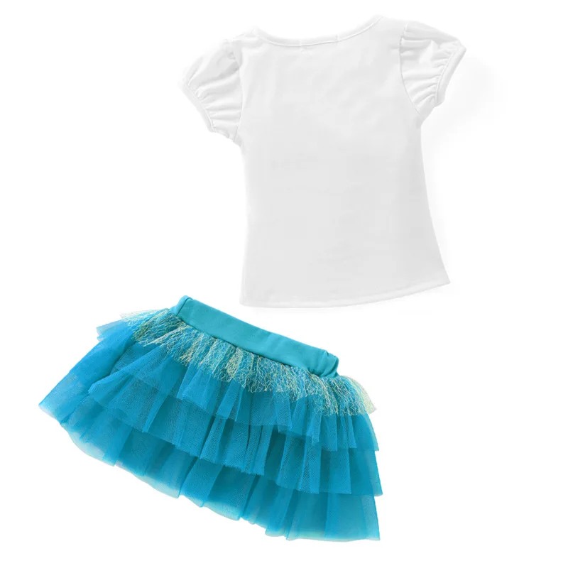 2017 New Casual Children Outfits Tracksuit Summer Clothing baby girls Ice Cream T-shirt+girls tutu skirt Suit Girls Set | Мать и ребенок