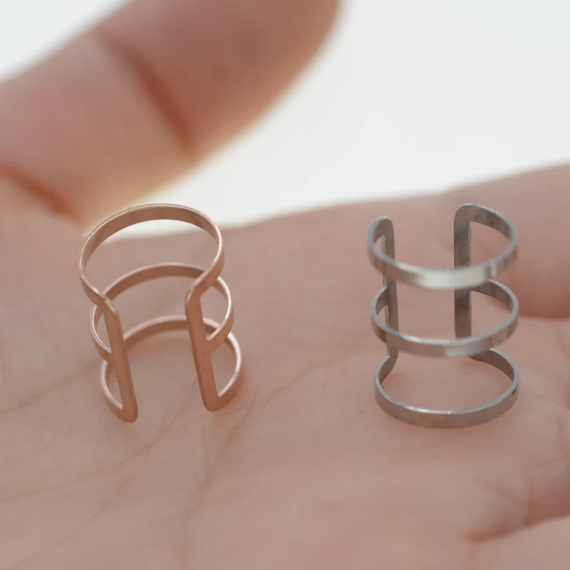 2 шт. двойные тройные кольца из нержавеющей стали без пирсинга клипсы для ушей