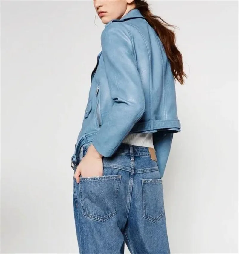 Бразильская куртка для девочек, пальто, S-XXXL, с двойными лацканами, на молнии, с поясом, Короткие Модные Куртки из искусственной кожи для девочек, верхняя одежда, весна-осень, уличная одежда