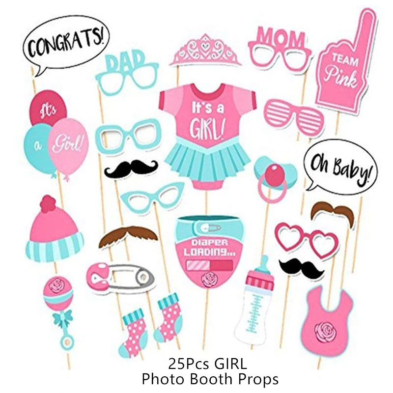 25pcs photo props P Детская Гирлянда для мальчиков и девочек, детская гирлянда с воздушным шаром, украшения для дня рождения, вечерние украшения для детей - Цвет: 25pcs photo props P