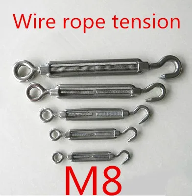 

M8 Stainless Steel 304 Turnbuckle Hook to Eye Wire Rope Tension