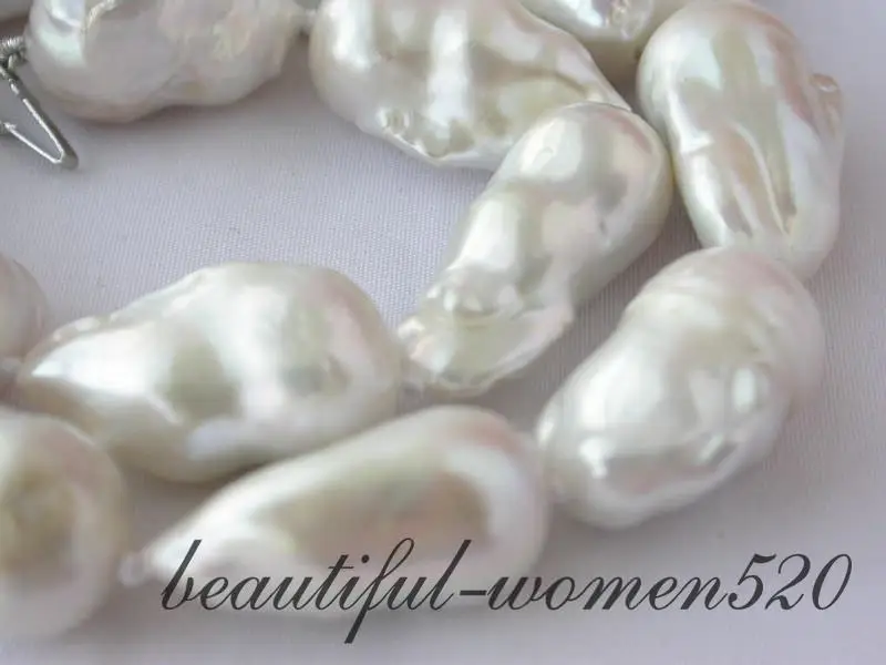

Z2191 huge 17" 27mm white baroque keshi reborn pearl necklace