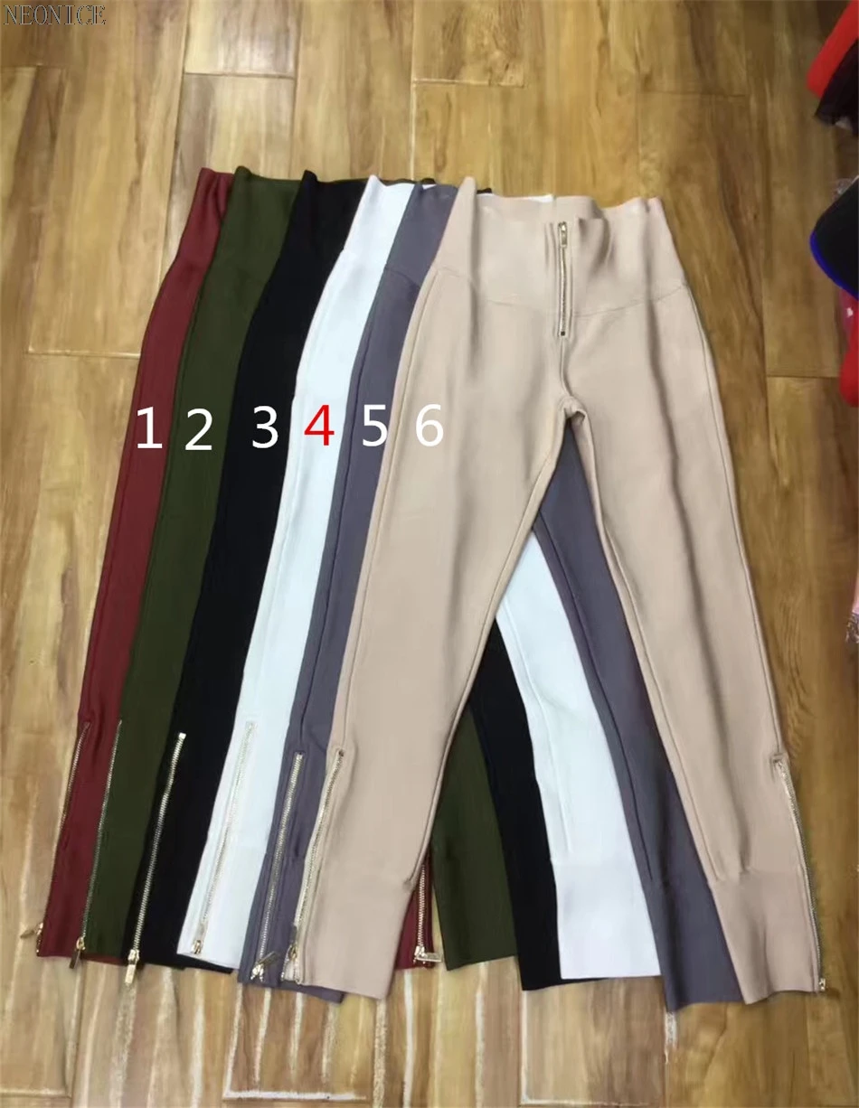 Брюки женские эластичные на молнии узкие модные пикантные штаны с завязками для