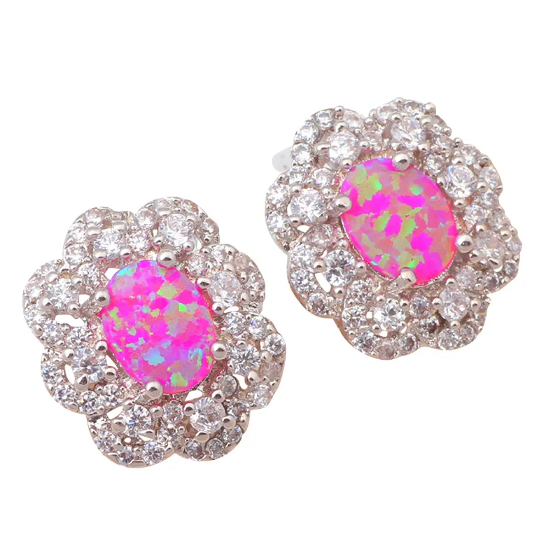 Цветок Классический дизайн Оптовая и розничная фиолетовый огненный опал Серебро