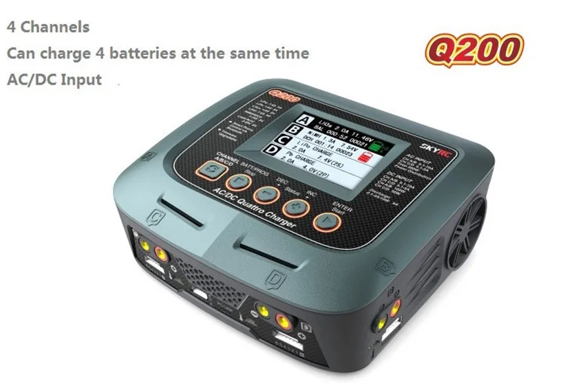 Балансирующее зарядное устройство SKYRC Q200 2X100W 2X50W с USB разъемом питания для
