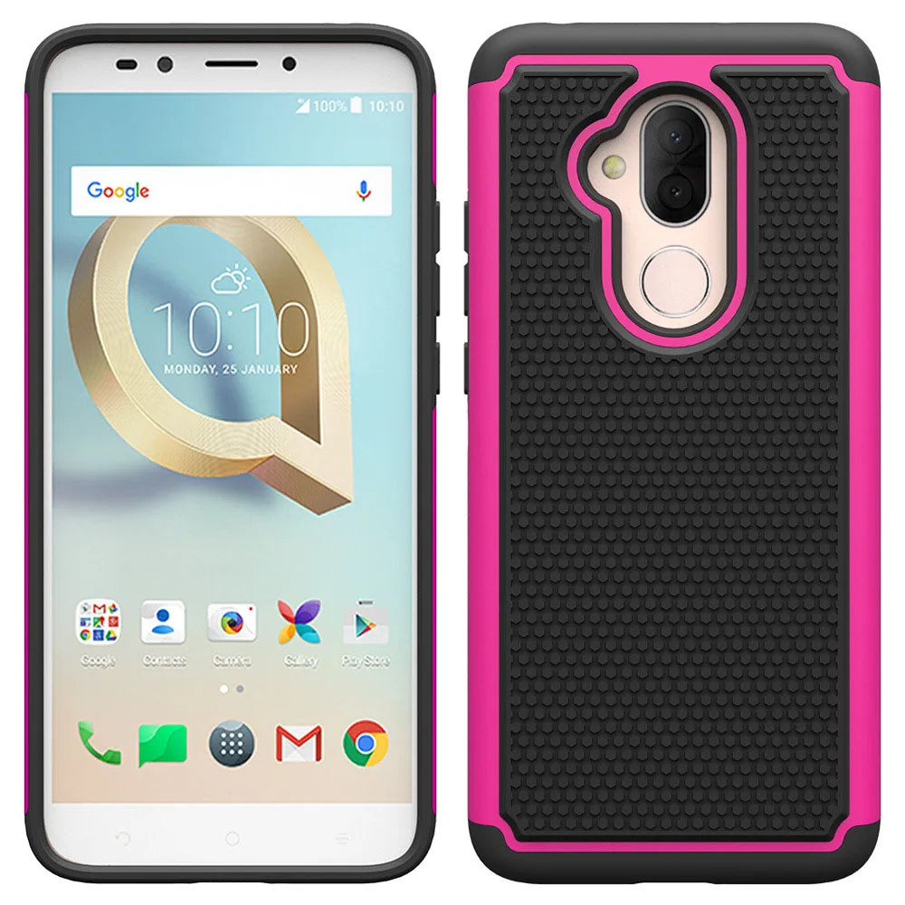 Двухслойный гибридный бронированный чехол для Alcatel 7, ударопрочный мягкий TPU и жесткий PC задняя крышка Фолио / T-Mobile Revvl 2 Plus.