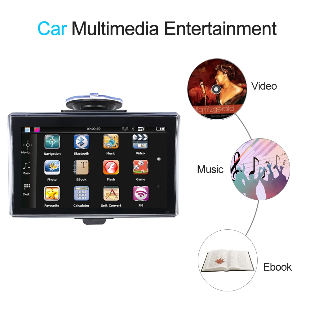 

Car Navigation 7-inch Portable Navigator Touchscreen Voice Announcement ROM256M RAM8G Built-in Maps 2019 New