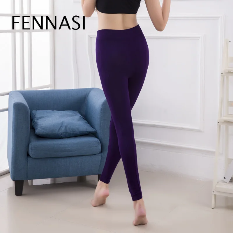 FENNASI Women's Leggings Winter Warm Candy Color Lady Leggings Plus Size High Elastic Pants Push Up Leggings Fitness Trousers