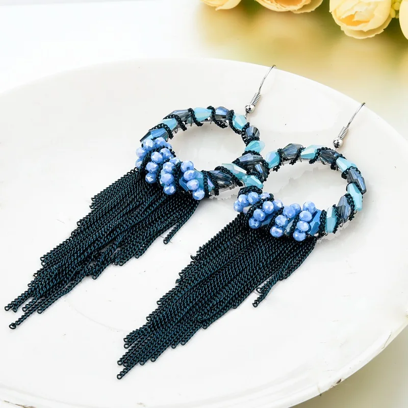 MELIHE Water Drop Black Tassel Earrings For Women Vintage Bohemian Long Earring Female Ethnic Fashion Party Jewelry SER160026 | Украшения и
