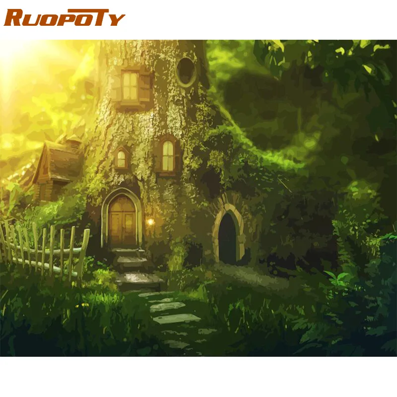Ruopoty рамка Лебедь животные DIY картина по номерам Настенная картина акриловая холст картина для свадебного украшения Прямая