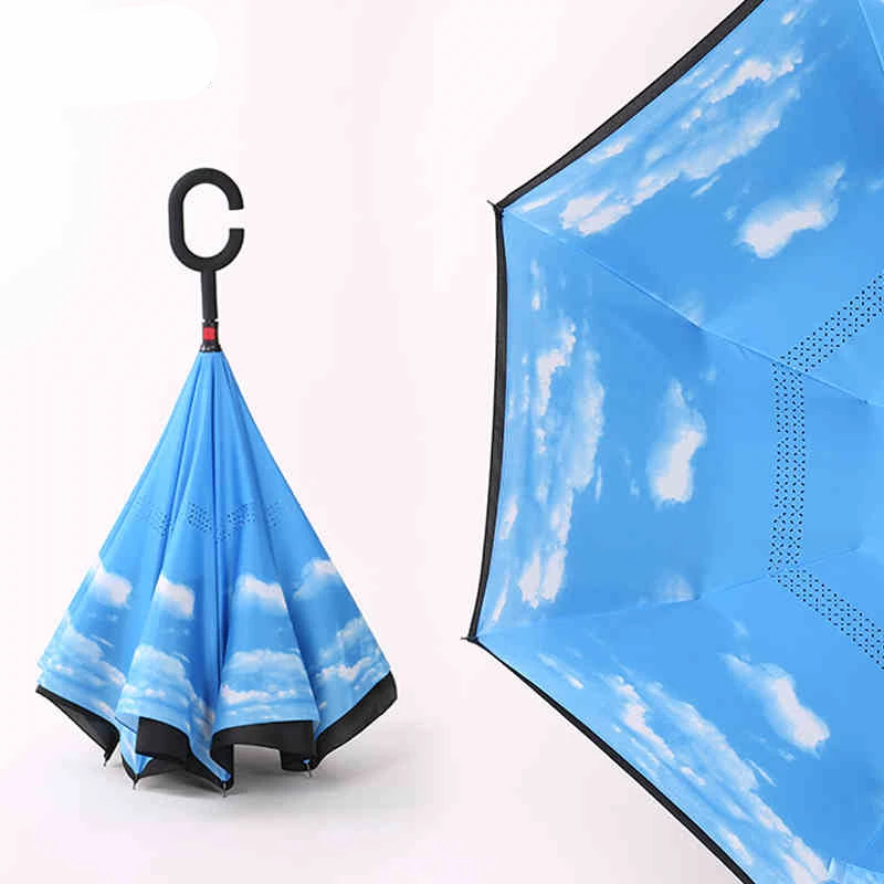 10 Цвета двойной Слои Зонт обратного сложения Обнаружение открывания/близкий в