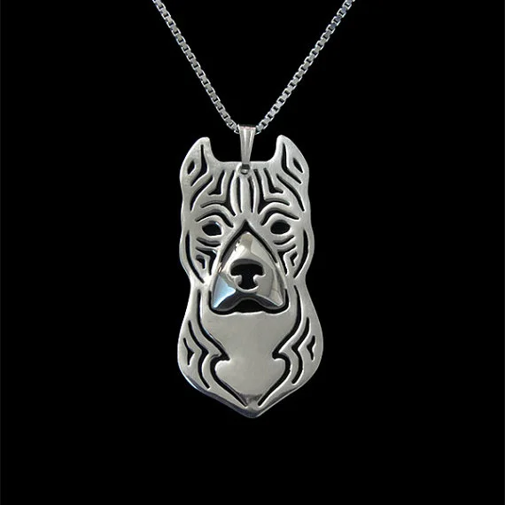 Американский стаффордширский терьер (Amstaff) ожерелье ювелирных изделий-тарелка Золотая и серебряная подвеска собака