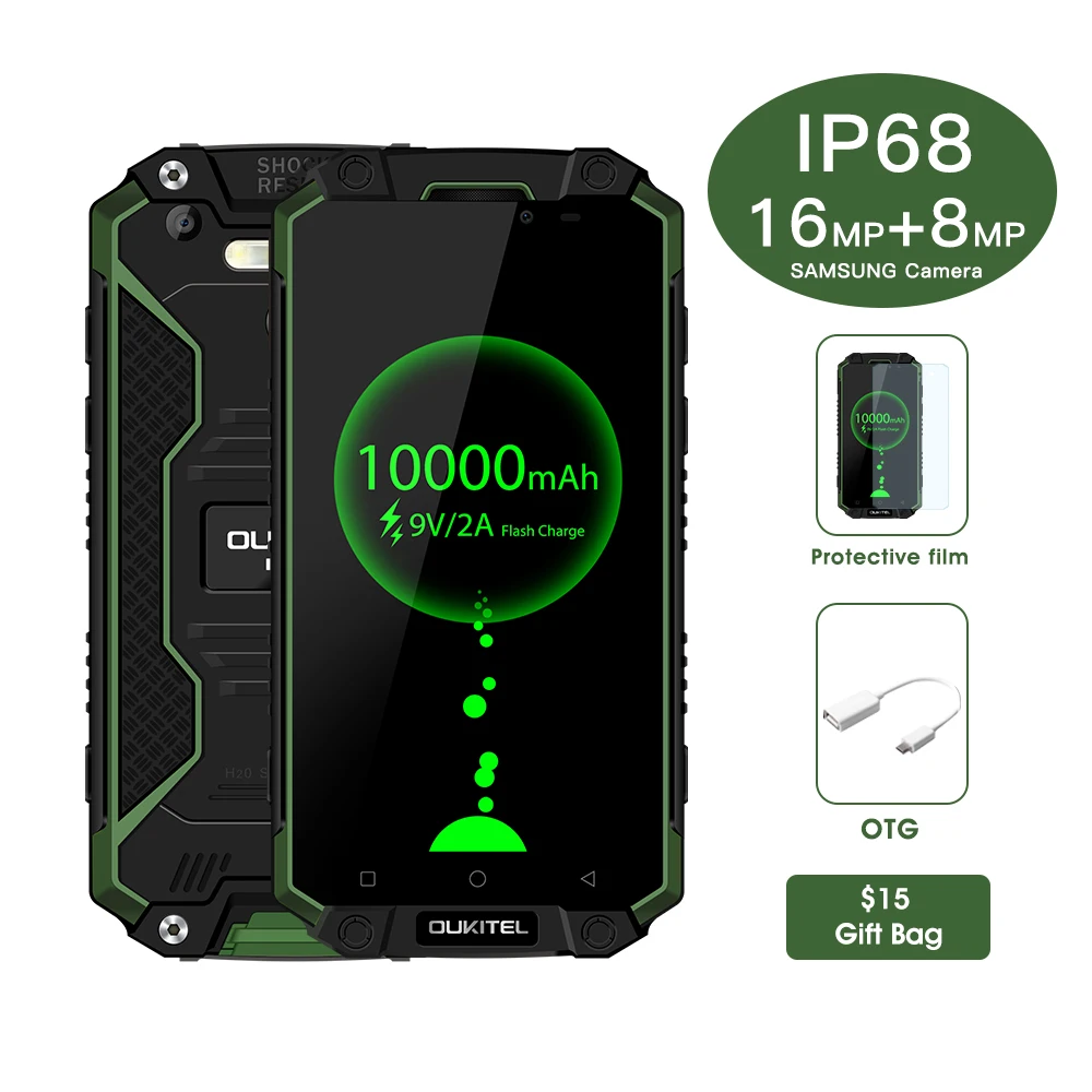 Oukitel k10000 Max 10000 мАч IP68 tri доказательство смартфон 5.5 &quotandroid7.0 mtk6753 Octa core 3 ГБ 32 тип USB c