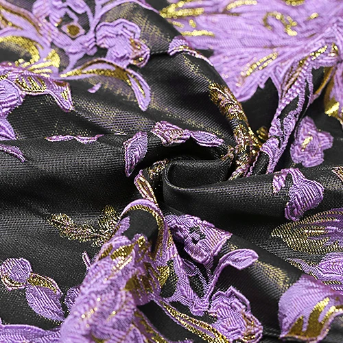 

French jacquard tapestry designer exclusive fashion fabric dyed purple crisp fashion perspective dress jacquard fabric cloth