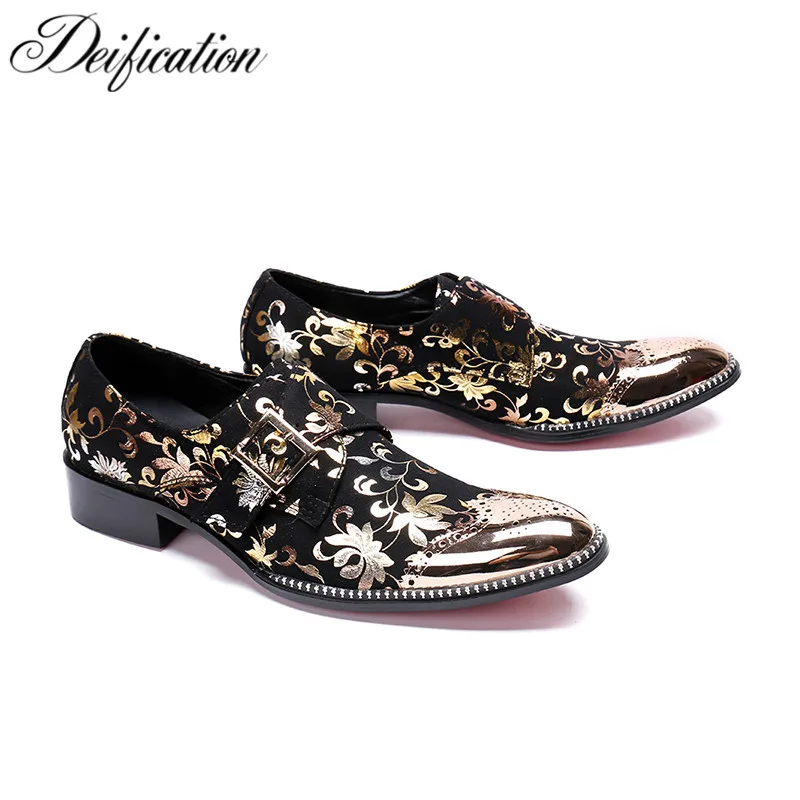 

Deification Stylish Printed Men's Flats Casual Leather Shoes Moccasins Big Buckle Men Loafers Fashion Italian Male Party Shoes