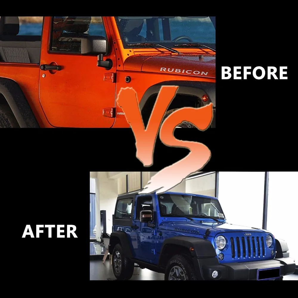Marloo Wrangler, боковые зеркала заднего вида, корпус, светодиодный, Янтарный указатель поворота, DRL Sidelight для Jeep Wrangler JK JKU 07-18