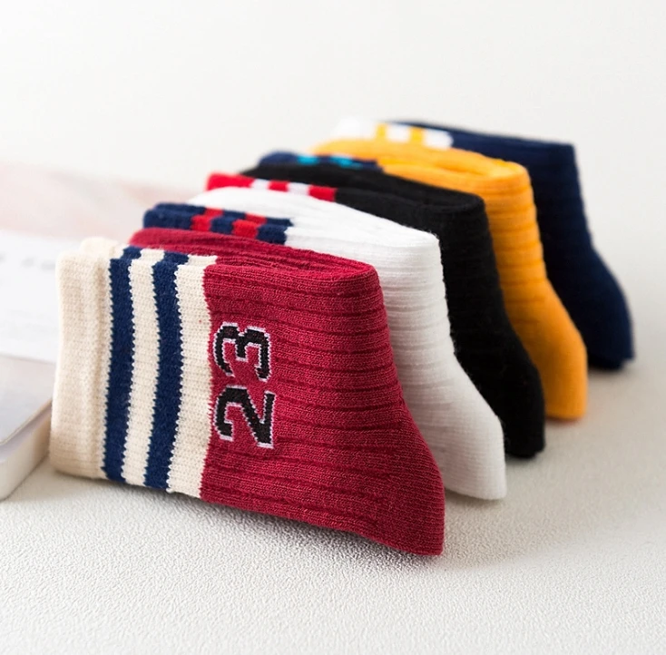 Children Socks 1 lot=5pairs=10 pieces Boys Girls Spring Autumn Cotton Baby Letter-print Kids |