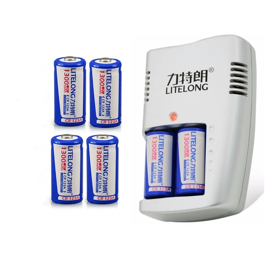 LITELONG 1300 мач CR123A LiFePo4 перезаряжаемая батарея + 2 слота интеллектуальное умное