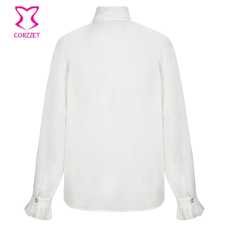 Винтажная белая кружевная рубашка в викторианском стиле с оборками