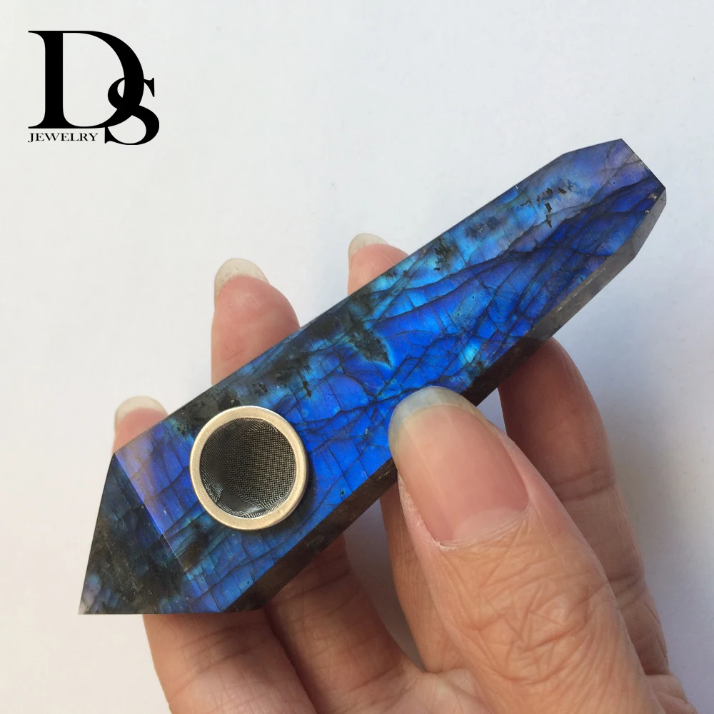 Курительная трубка из натурального Лабрадорита кварцевый лунный камень