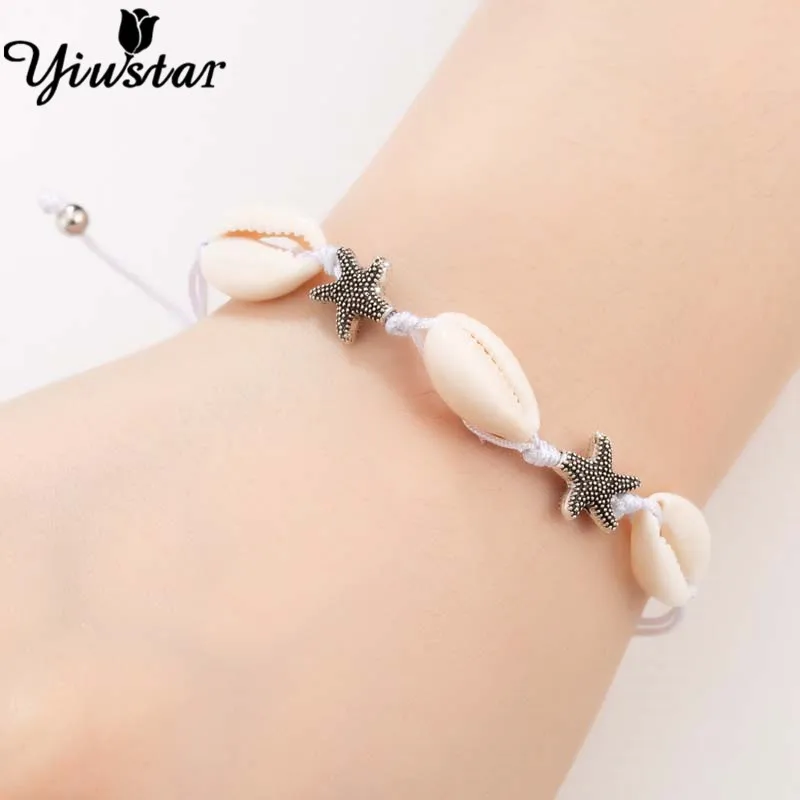 Yiustar, морские животные, черепаха, Пляжная оболочка, чокер, браслеты, для женщин, hombre, Boho, ювелирное изделие, ручная вязка, браслет, летняя раковина, подарки