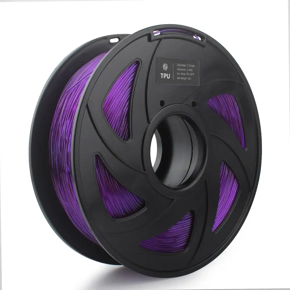 TPU-Purple Гибкая нить для 3d принтера CREOZONE, гибкий пластик из ТПУ для 3d принтера 1,75 мм 1 кг, материалы для 3D печати фиолетового цвета - Цвет: TPU-Purple