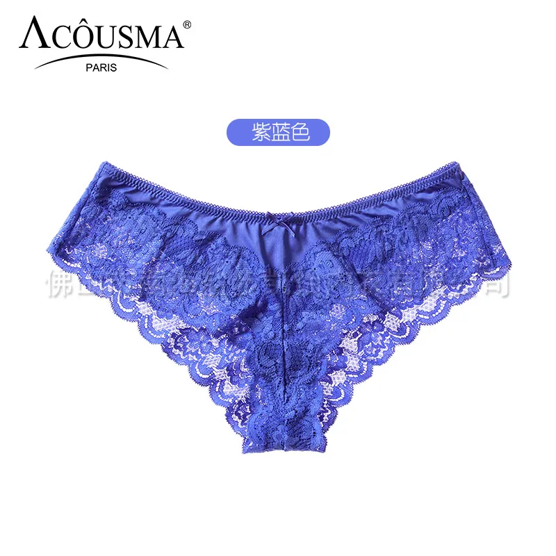Violet ACOUSMA белье женское очень тонкий сексуальные G-стринги пизда эротические кружевные трусики трусы женские бесшовные трусы кружево кружевное белье 13 цветов - Цвет: Violet