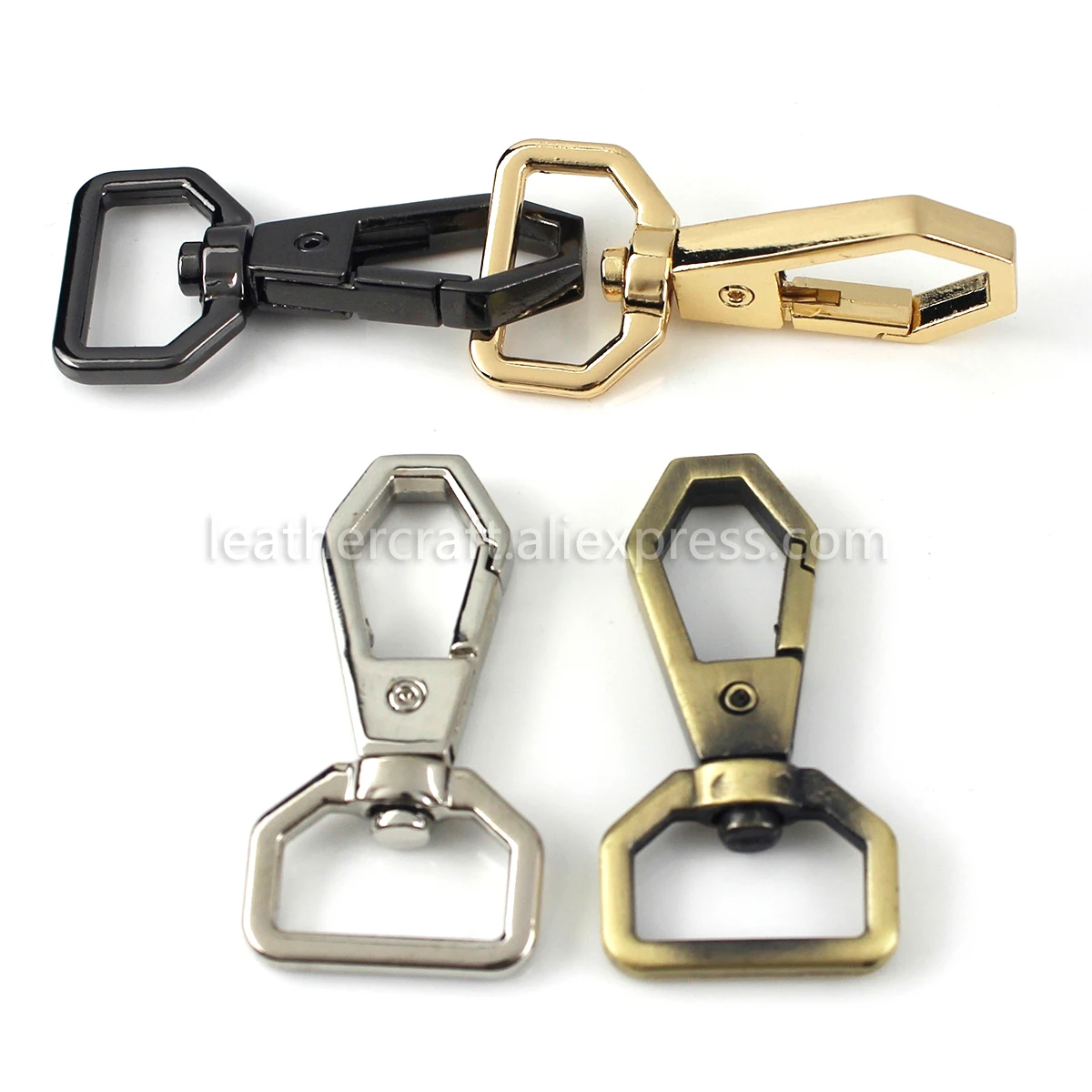 1x Metal Polygonal Swivel Trigger Snap Hook Spring Gate Clasps Clips Leather Belt Pet Leash Bag Strap Webbing Keychain Hooks images - 6