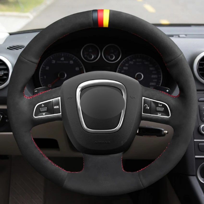 Черная замшевая флейта для Audi A3 (8P) 2008 2013 A4 (B8) 2010 A5 A6 (C6) 2007 2011|Чехлы на руль| |