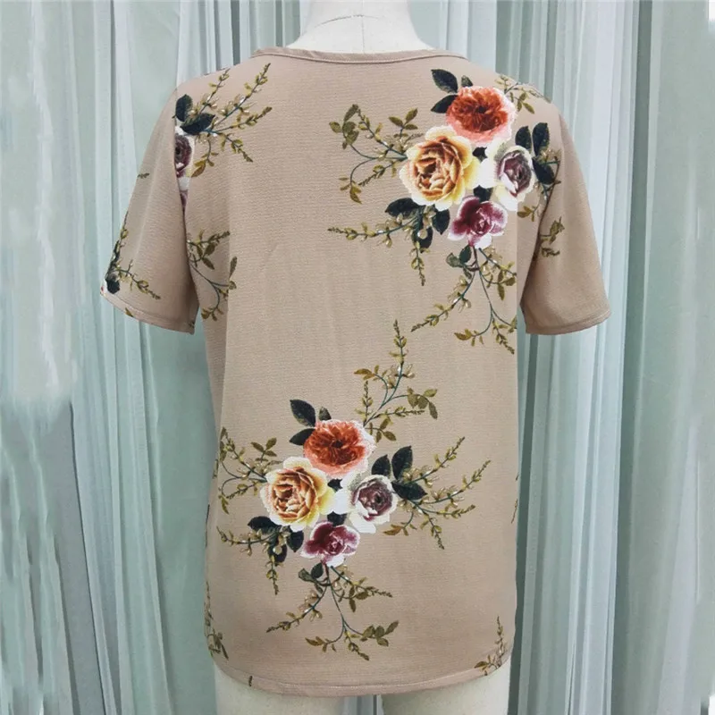 2018 летние Для женщин Туника Топы Цветочный принт Шифоновая блузка Femme