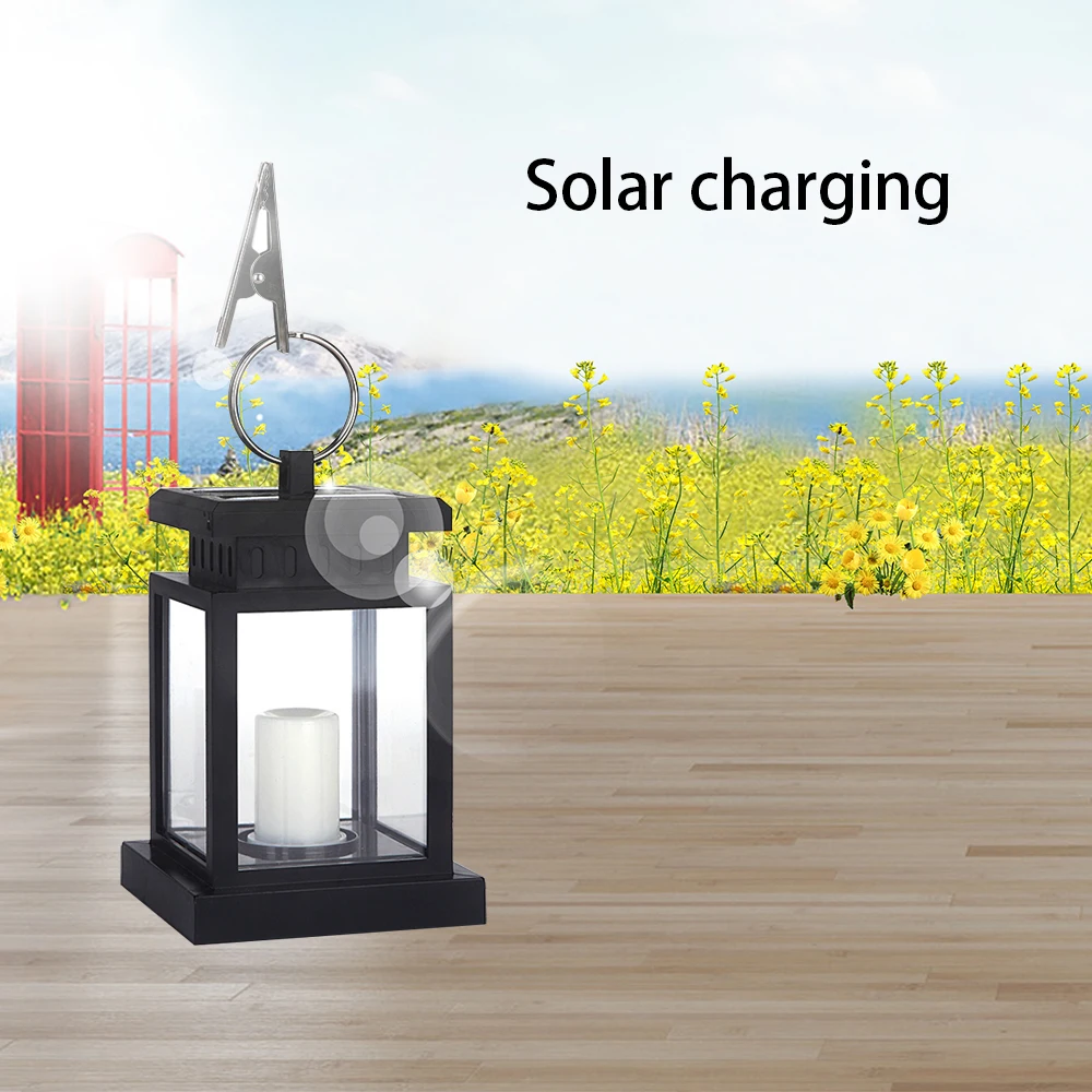 Waterproof LED Solar Garden Light Outdoor Flickering Flameless Candle Hanging Lantern Smokeless for Yard Lawn Patio Camping Tent | Лампы и