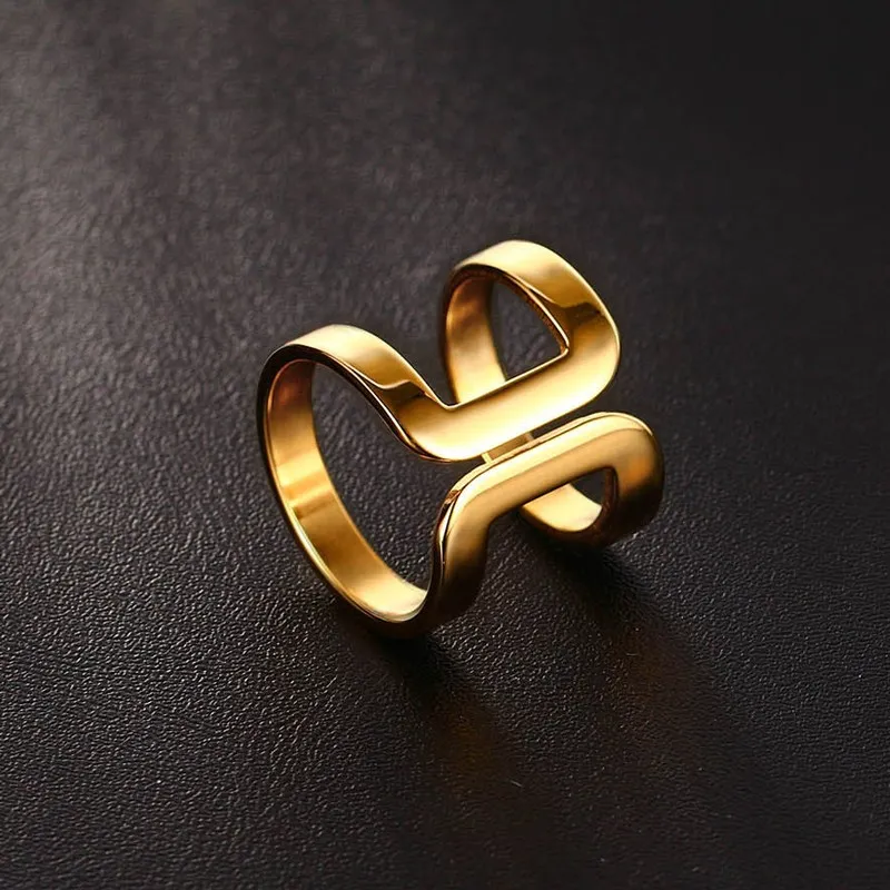 Женское кольцо-миди из нержавеющей стали Золотое модное коктейльное украшение -