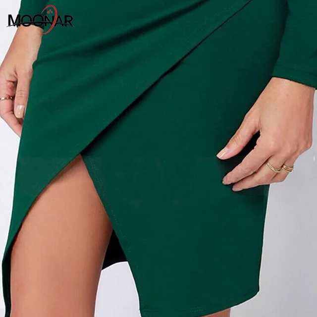 European Style Latest Designs Clothing Women Black Bodycon Dresses Long Sleeve V Neck Summer Elegant Pencil Dress FY*E3305C04 |