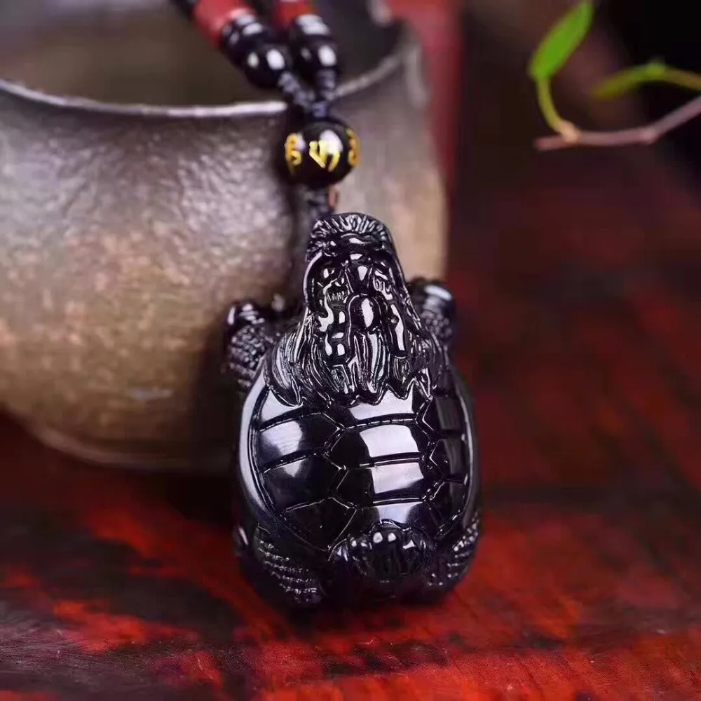Прямая доставка уникальный природный черный обсидиан Вырезка дракон черепаха