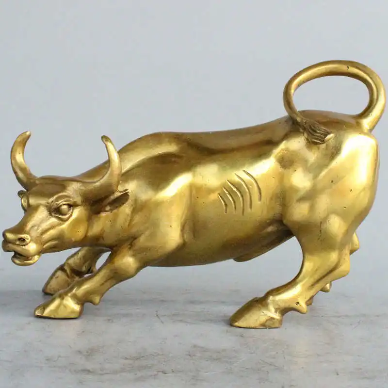 Большие настенные часы стрит Бронзовый свирепого быка OX Статуя-латунь | Дом и сад