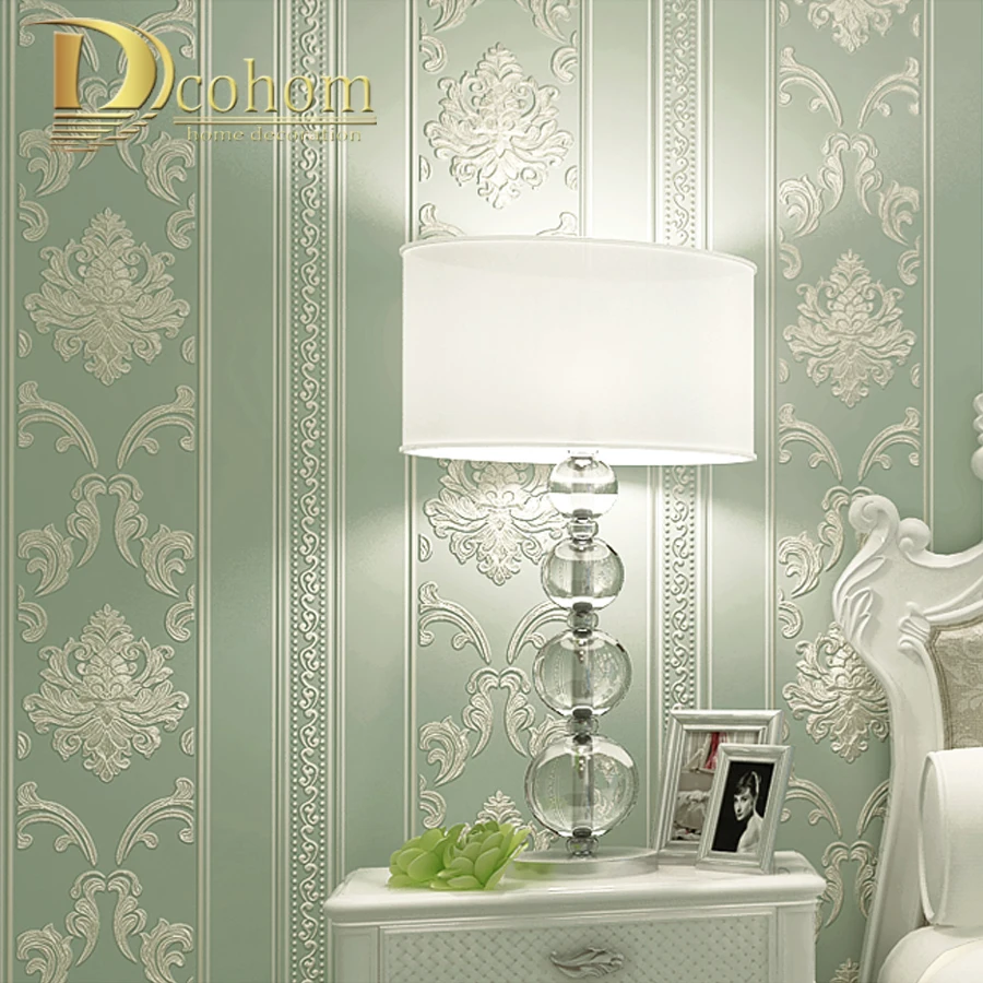 Modern Luxury Homes Decor European Striped Damask Wallpaper For Walls Bedroom Living room Embossed Grey Beige Wall paper Rolls |