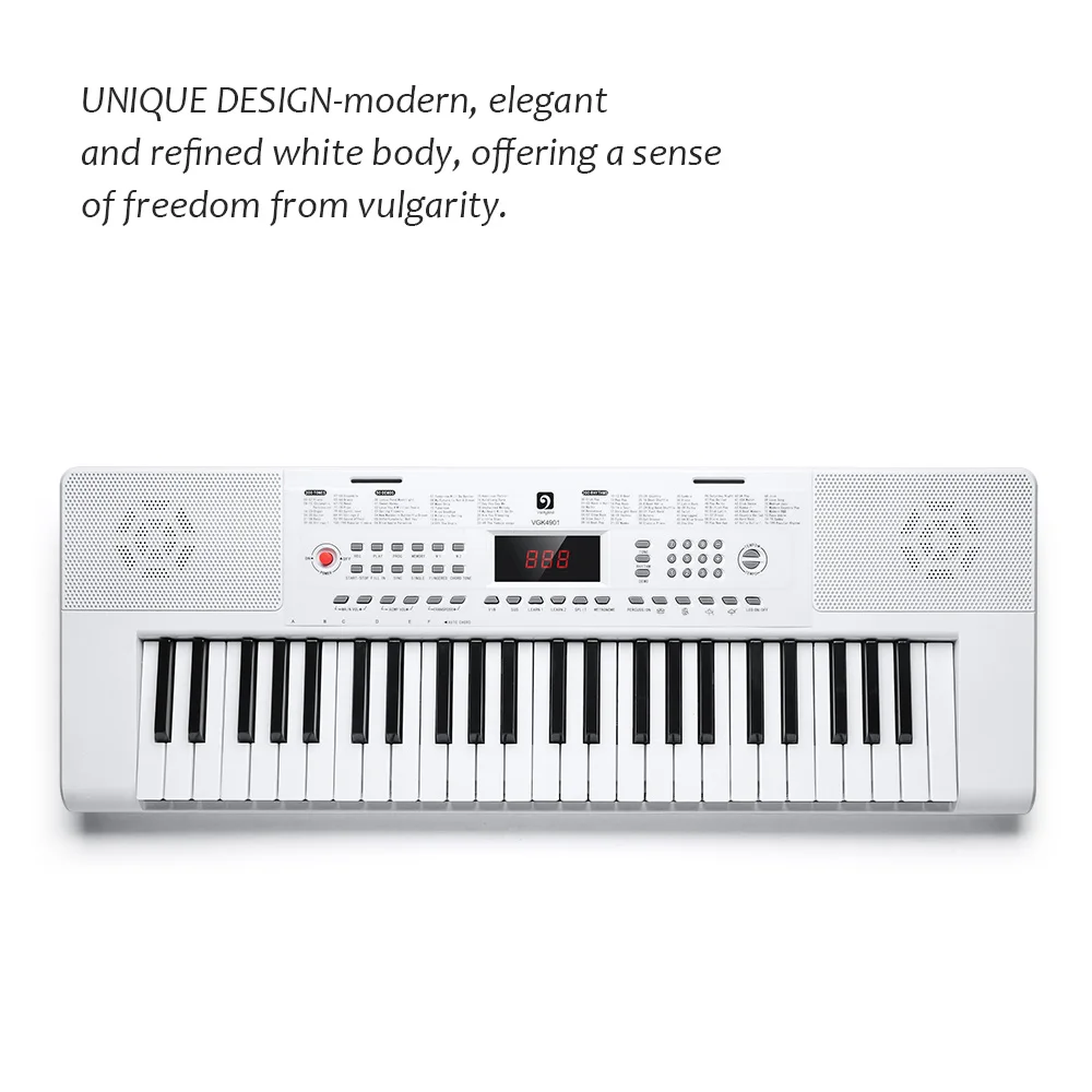 Белый 49-клавишный ЖК-дисплей экран электронная фортепианная клавиатура с