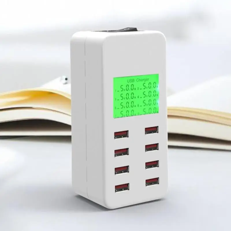 Портативный 8 портов Смарт USB зарядное устройство с ЖК-дисплеем мобильный телефон