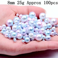 rainbow multicolor 100pcs 8mm abs imitation pearl beads round loose beads diy necklacebracelet jewelry craft making accessories