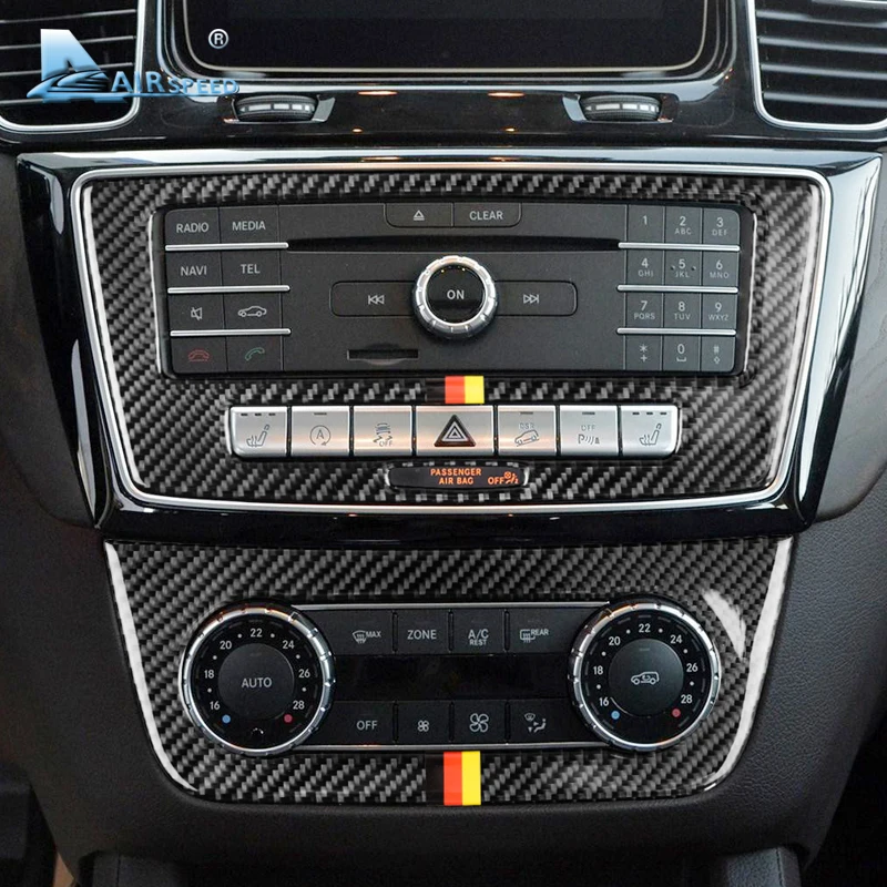 Airspeed Carbon Fiber Car Interior Center Console CD AC Panel Cover Trim Stickers For Mercedes Benz GLE 2015-2018 Accessories