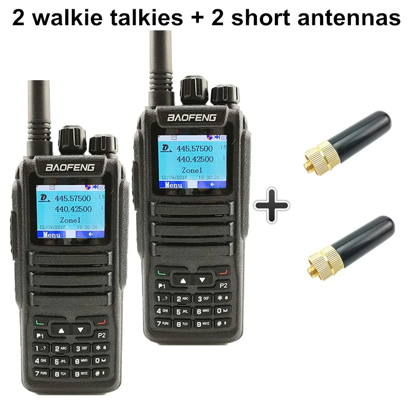 Add 2 short antennas 2 шт. Baofeng DM-1701 цифровое мобильное радио Dual Time slot Tier1 Tier2 DMR Ham радио Hf трансивер охотничья рация CB радио - Цвет: Add 2 short antennas