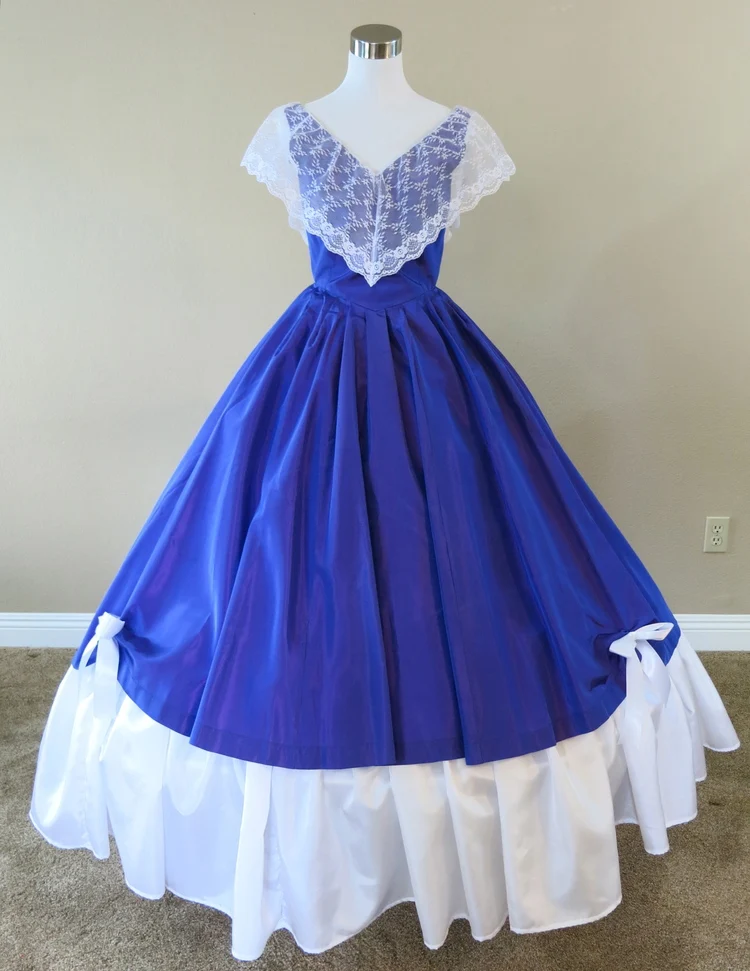 

Violet/Blue Taffeta 2-piece Gown Civil war costume renaissance dress satin dres