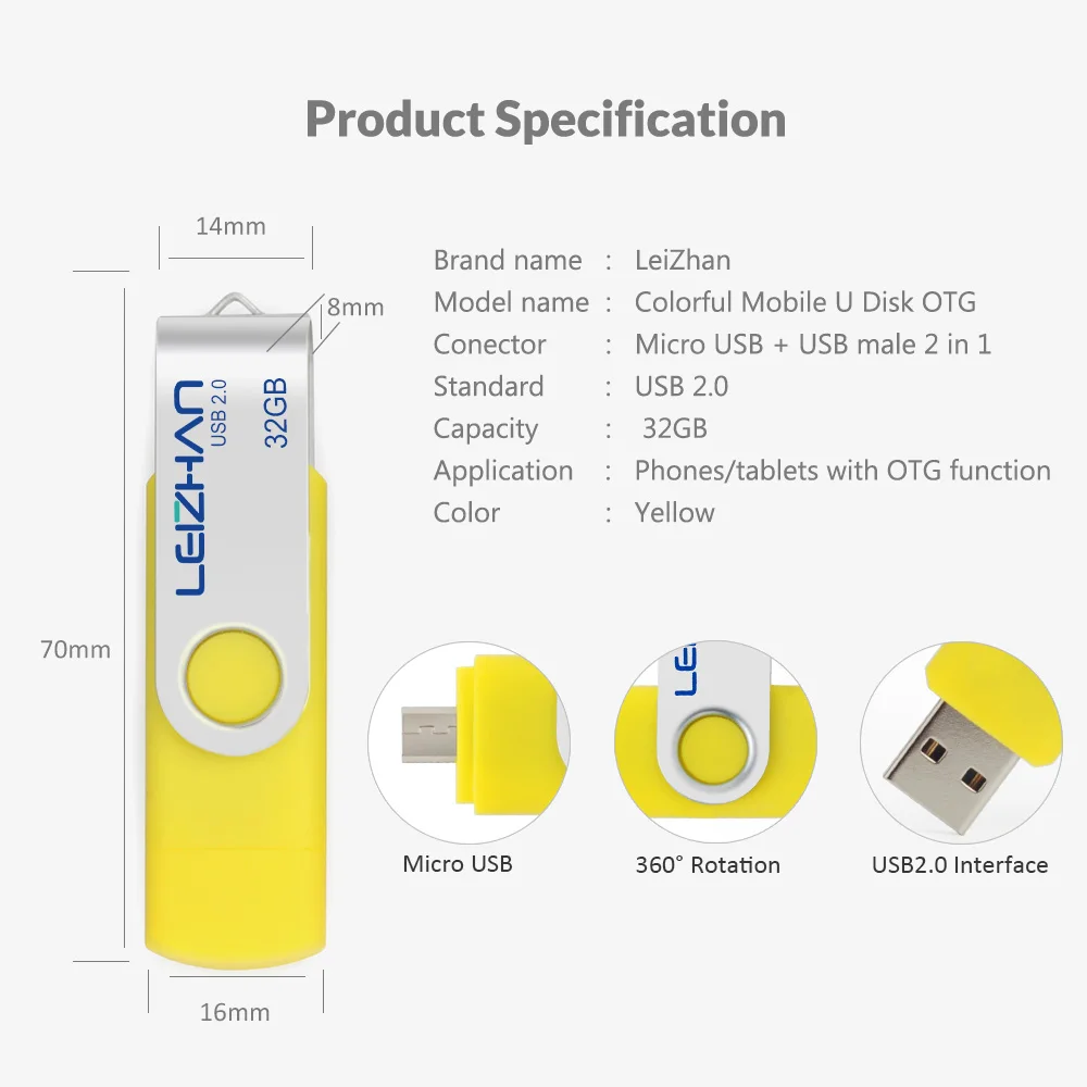 USB-флеш-накопитель LEIZHAN OTG флеш-накопитель 2 0 карта памяти 4 ГБ 8 16 32 64 Micro U-диск