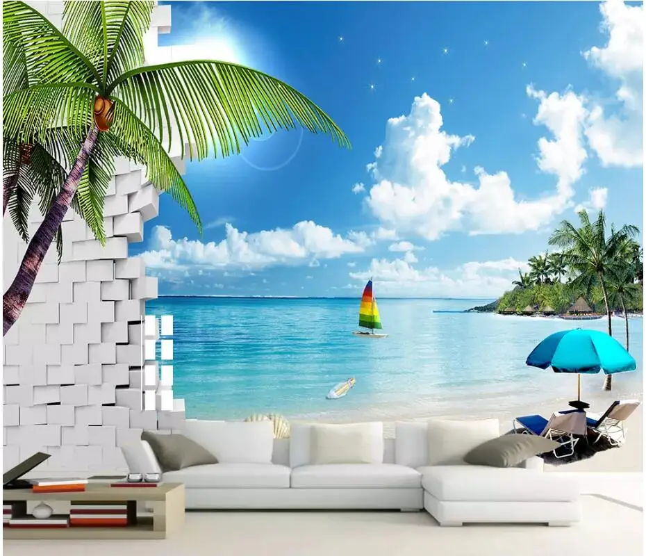 3d-фотообои на заказ настенные панели с изображением морского берега Коко