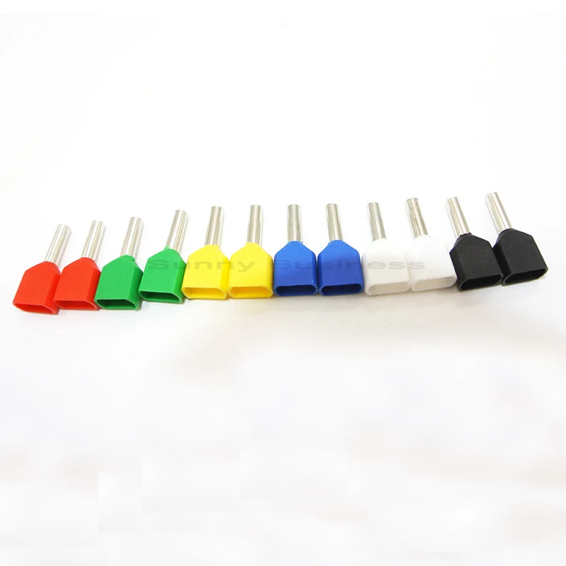 

TE6014 500pcs Double Cord End Copper Crimp Splice connector for two wiresDual Twin Insulated Bootlace Ferrule Terminal